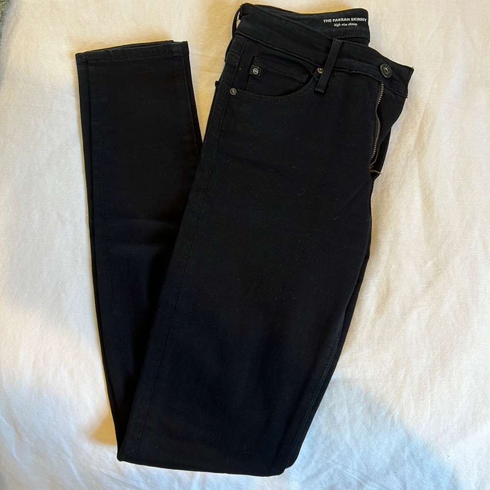 Jet black high rise skinny AG jeans